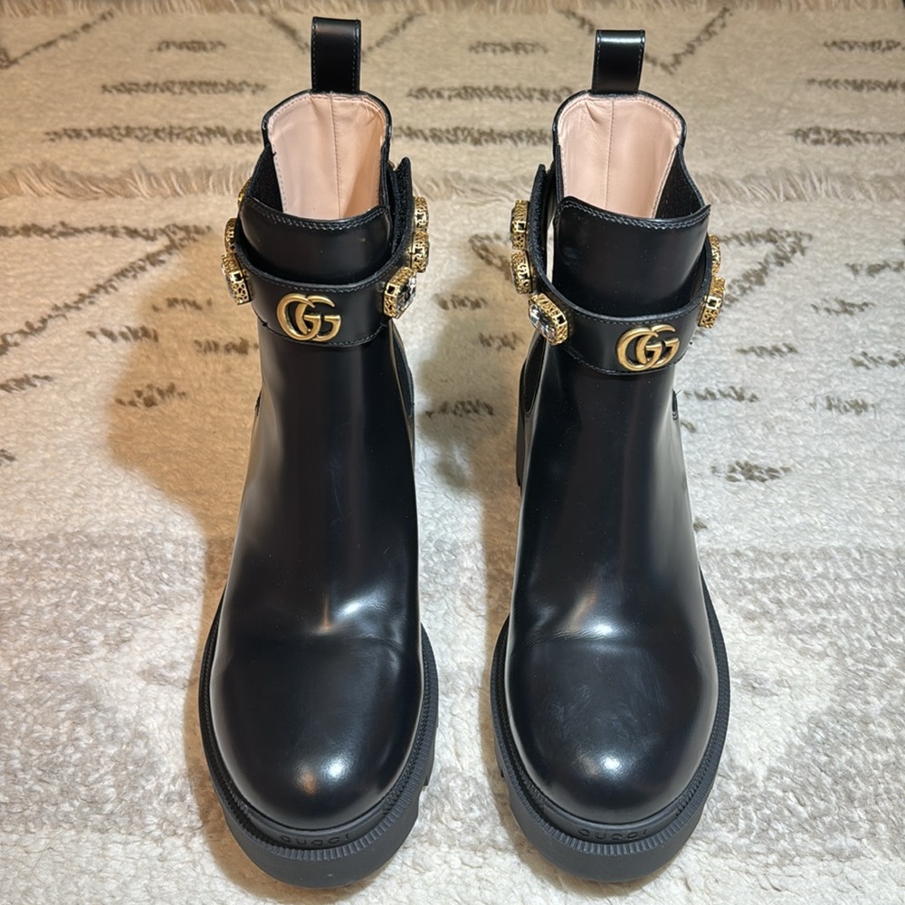 Gucci Trip Embellished Block Heel Chelsea Boots - Picture 4 of 15